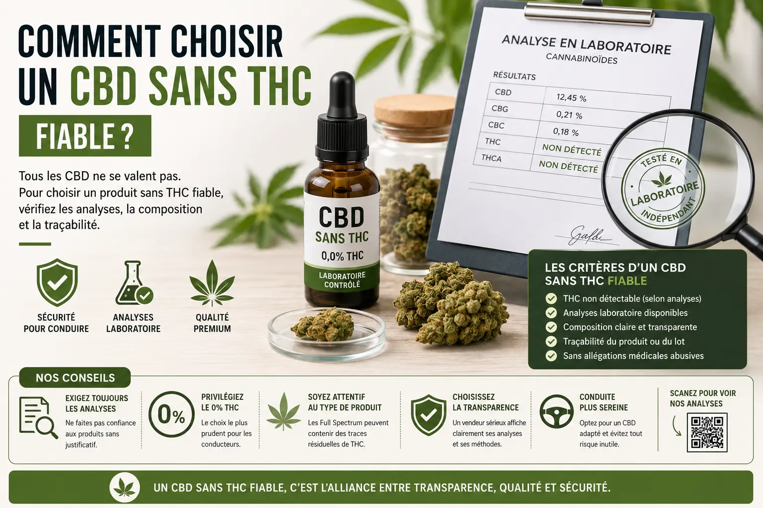 Analyses laboratoire d'un CBD sans THC fiable