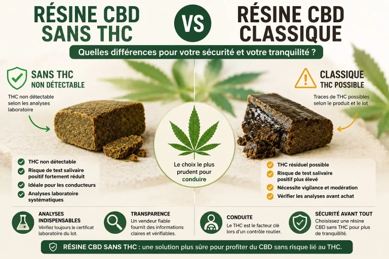 Comparaison entre une résine CBD sans THC et une résine CBD classique