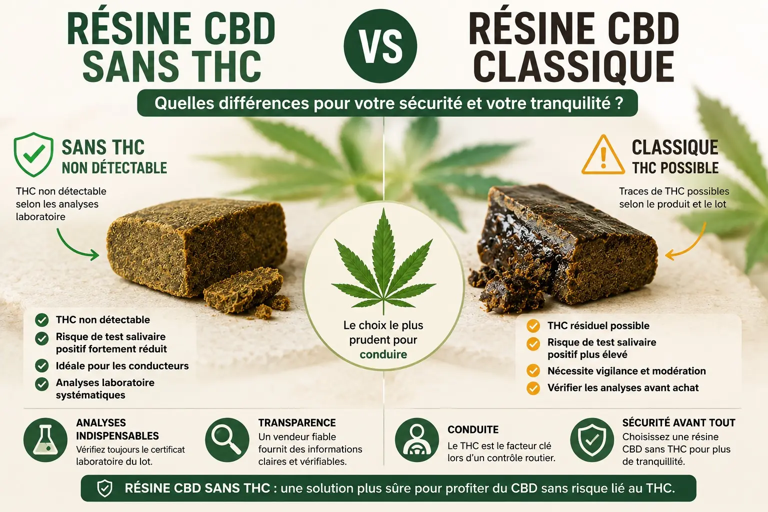 Comparaison entre une résine CBD sans THC et une résine CBD classique