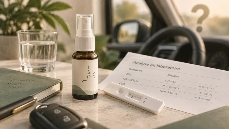 Spray anti-THC avec test salivaire, analyse laboratoire et conduite
